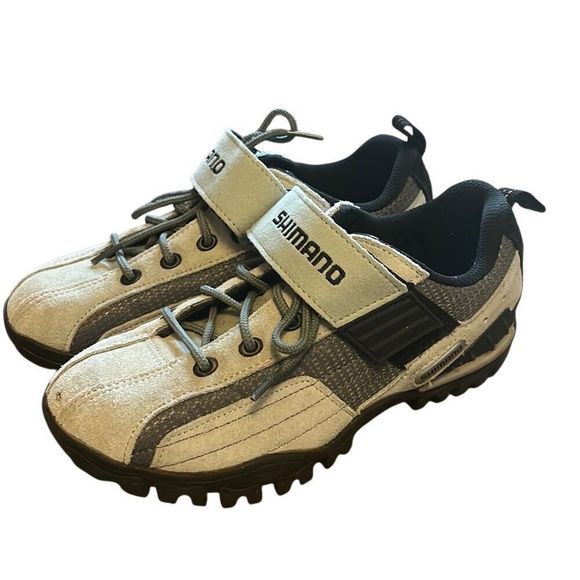 Shimano Mountain Bike Cycling Shoes Gray Lace Up Hook and Loop Strap - Picture 5 of 8